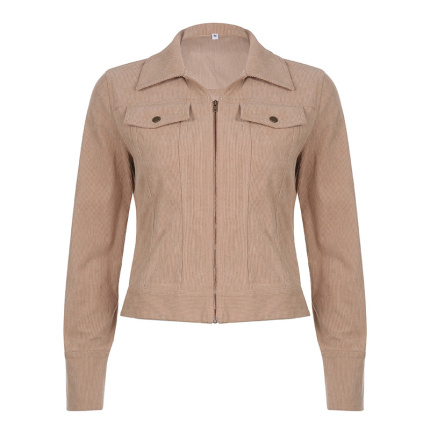 khaki polo collar jackets warm